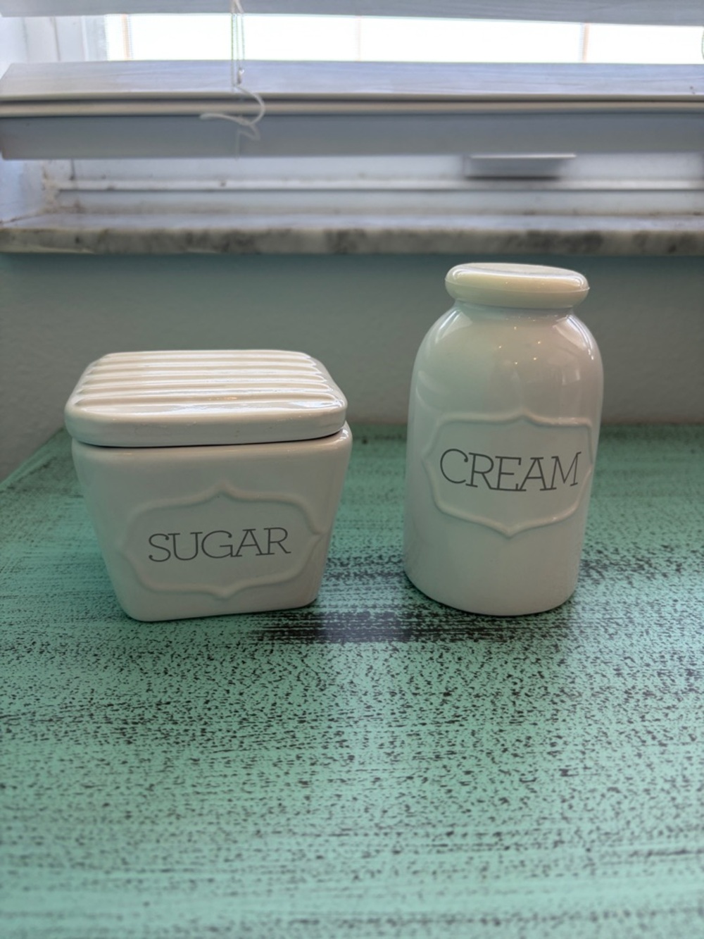 Threshold White Ceramic Sugar & Cream Countertop Set